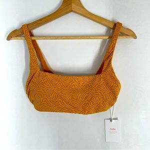 Andie Swim The Rye Top S Topaz Bathing Suit Yellow Textured